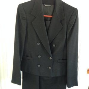 Black Wool double breasted suit size 4